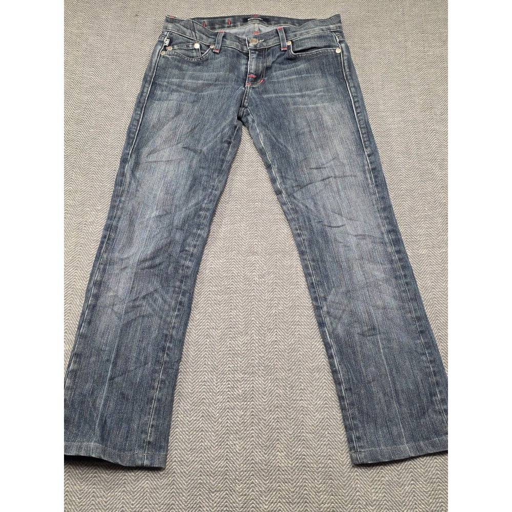 Rock & Republic Womens Straight Leg Jeans Blue Red Contrast Stitch Size 27